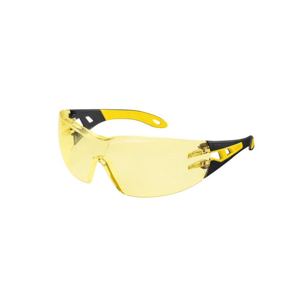 Uvex Pheos Amber Lens Black / Yellow Arms Safety Glasses
