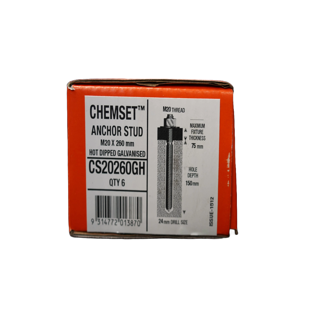 Ramset  M20 x 260mm ChemSet™ Anchor Studs Galvanised - 6 Pack