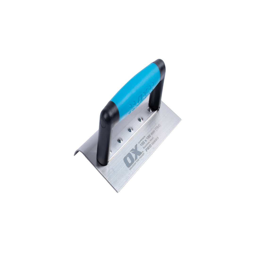 OX Pro Medium Edging Trowel 19mm Radius- 100 x 180mm / 4in x 7in